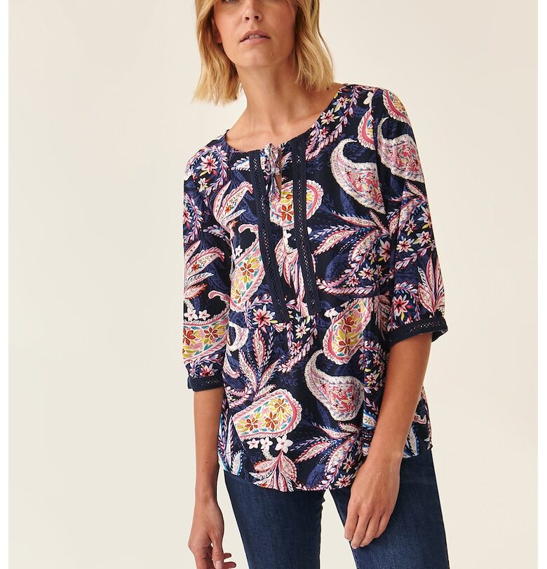 Флорална блуза Mizuria с 3/4 ръкави - Червен/Жълт/Тъмносин Tatuum