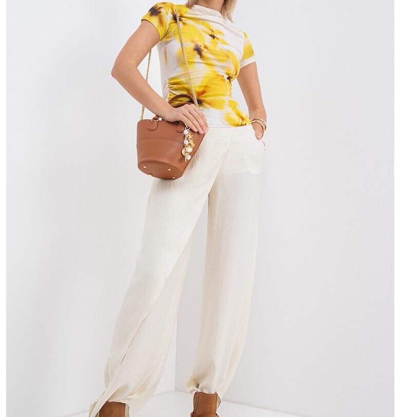 Флорална блуза Panfilo - Шафраново жълто/Мръснобял MaxCo