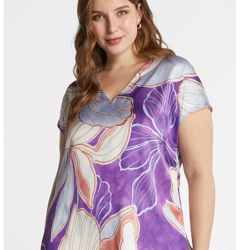 Флорална блуза - Бял/Бледочервен/Аметист Fiorella Rubino