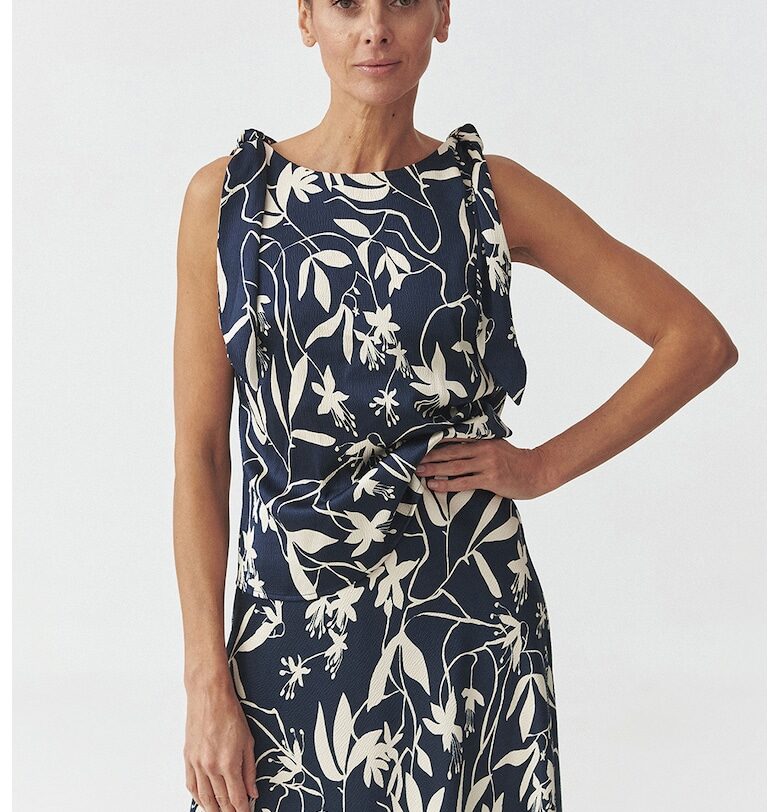 Флорална блуза - Слонова кост/Тъмносин Tatuum