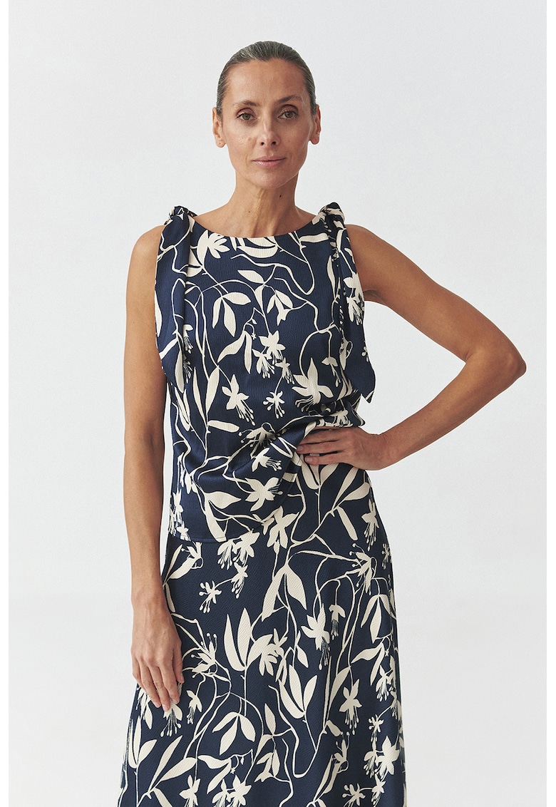 Флорална блуза - Слонова кост/Тъмносин Tatuum