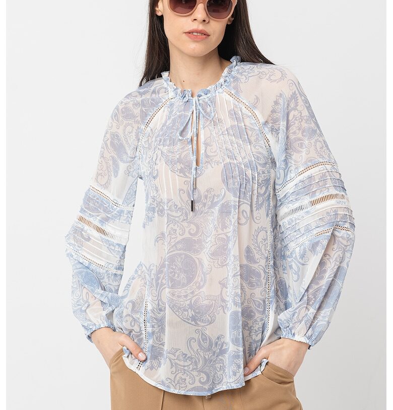 Флорална блуза от шифон - Бял/Прашно синьо GUESS