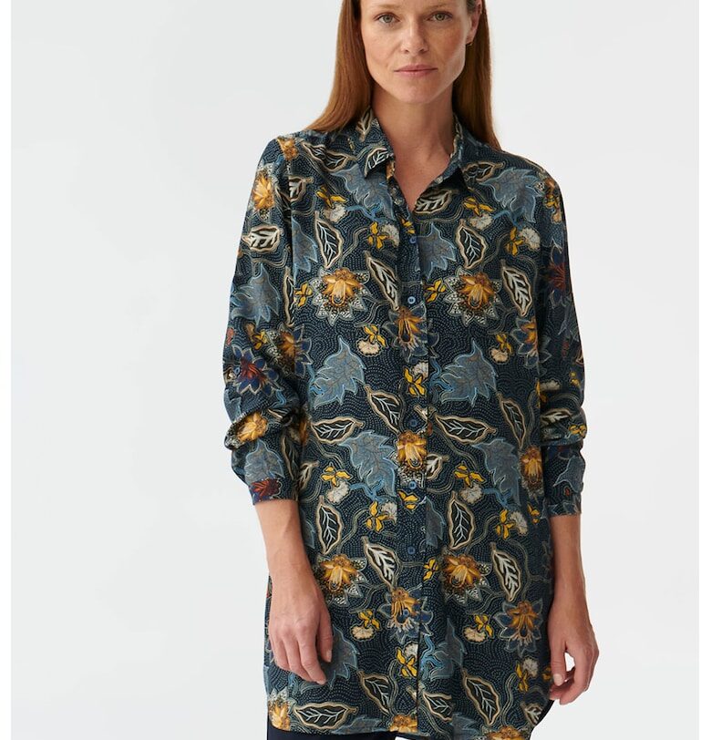 Флорална дълга риза - Бордо/Жълт/Син Tatuum