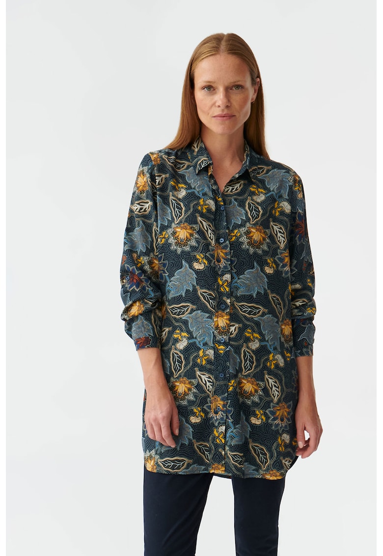 Флорална дълга риза - Бордо/Жълт/Син Tatuum