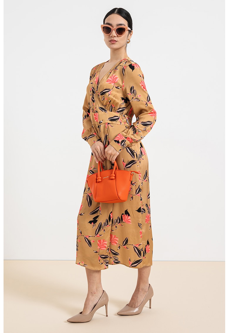 Флорална миди пола - Яркорозово/Избеляло черно/Бежов Stefanel