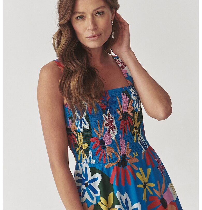 Флорална памучна рокля Markozia - Жълт/Тъмносин/Розово Tatuum