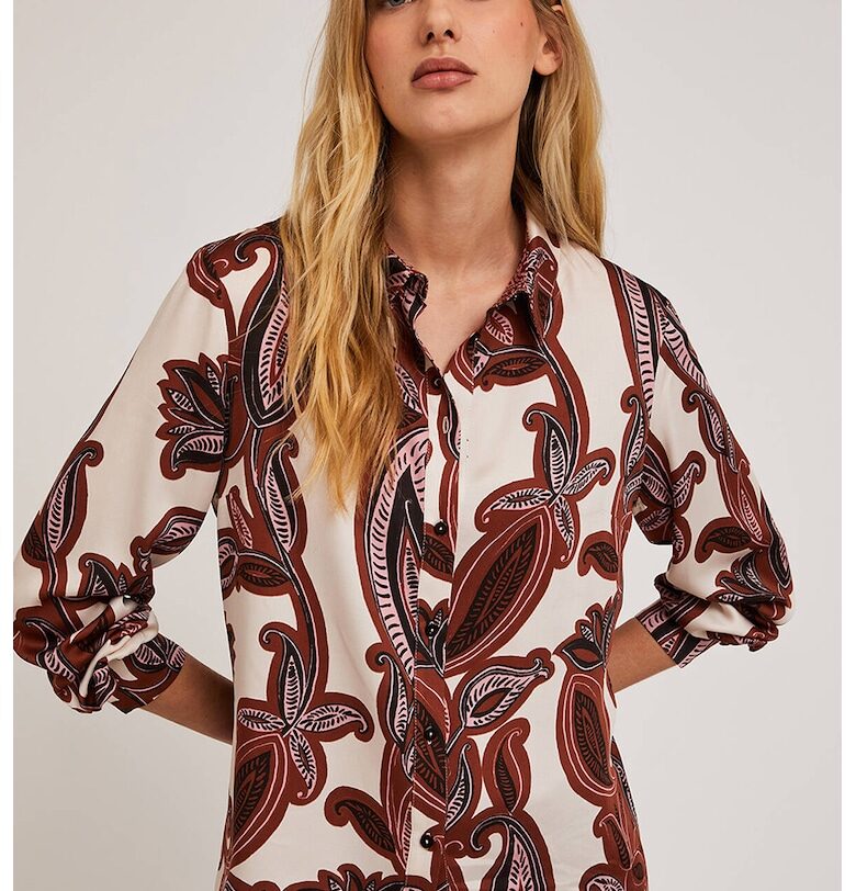 Флорална риза - Кафяв/Мръснобял/Бледо розово Motivi