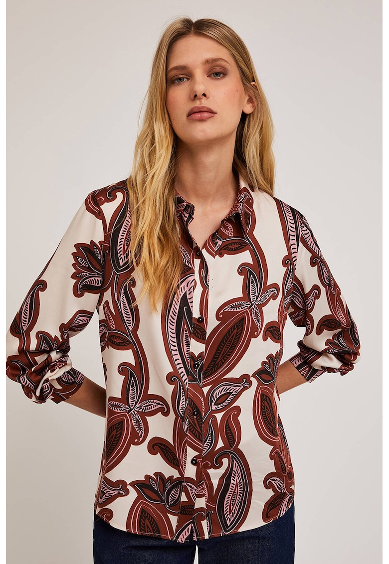 Флорална риза - Кафяв/Мръснобял/Бледо розово Motivi