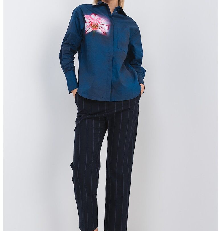 Флорална риза - Розово/Тъмносин MaxCo