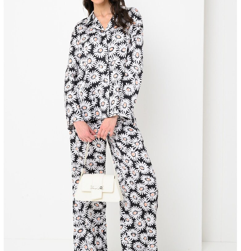 Флорална риза със свободна кройка - Бял/Черен/Праскова HUGO