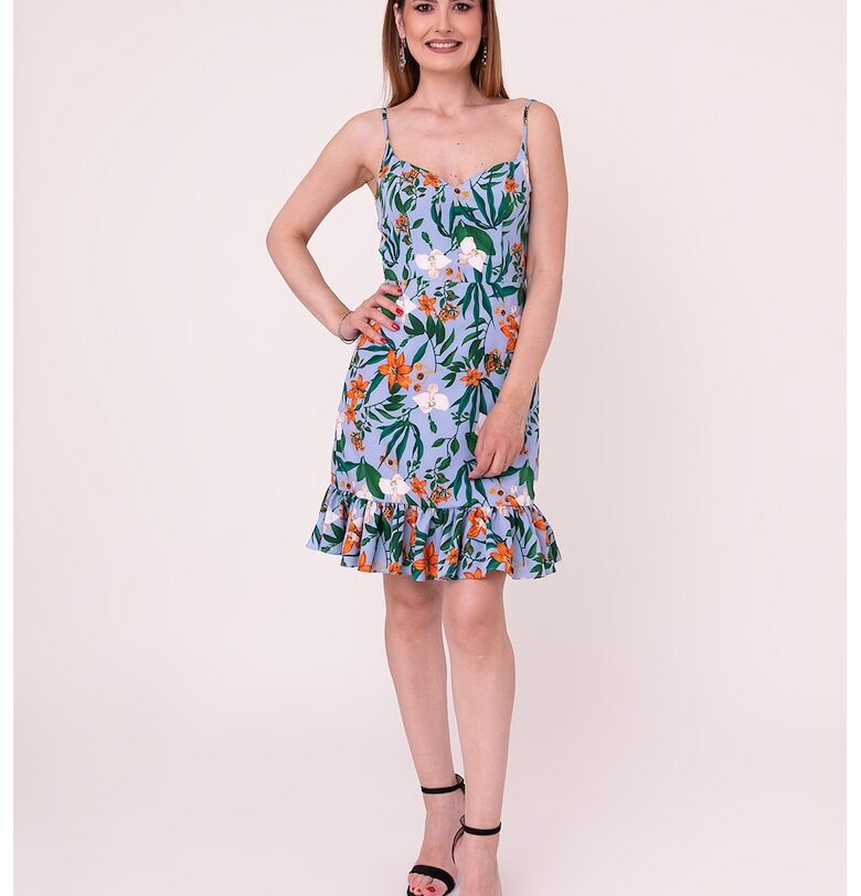 Флорална рокля Forever Yours с набиране - Зелен/Лавандула Ilona Andreoiu