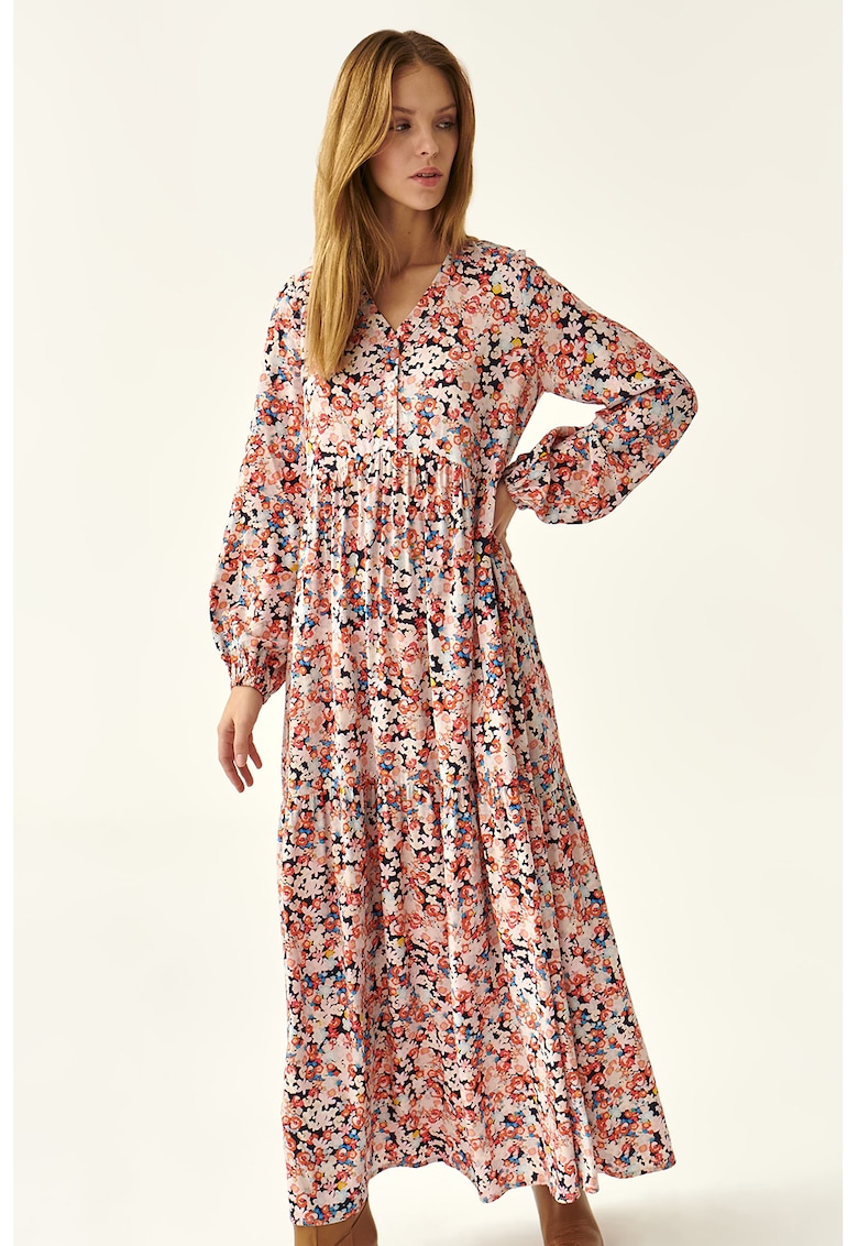 Флорална рокля Sforia с дизайн на пластове - Оранжев/Розово Tatuum