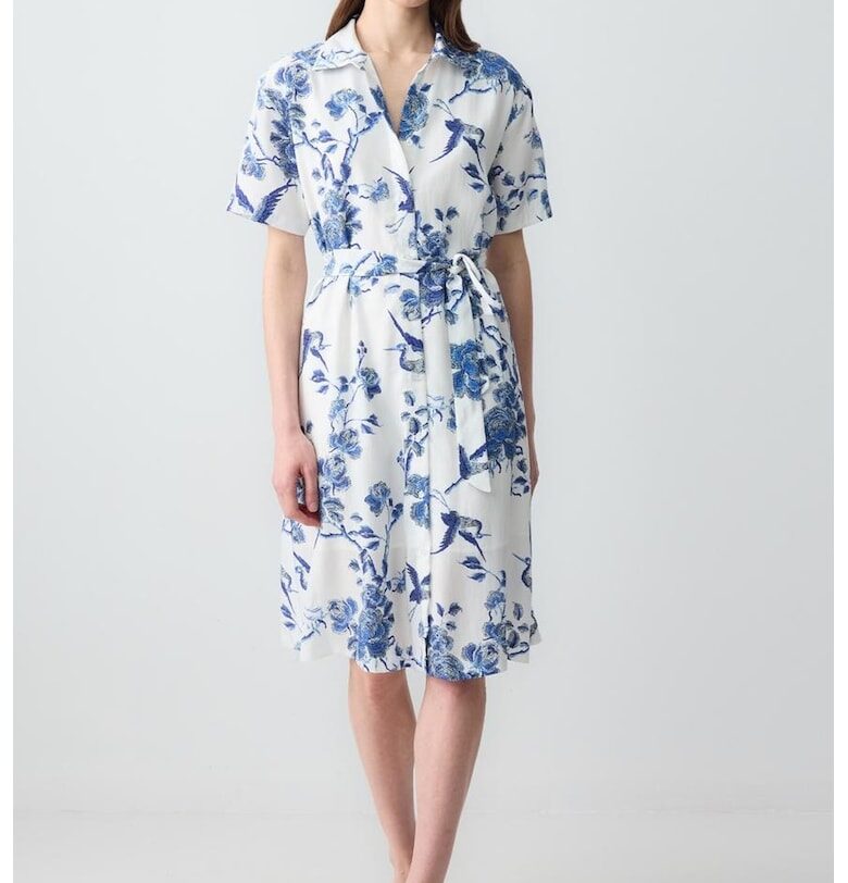 Флорална рокля - Бял/Петролно синьо JIMMY KEY