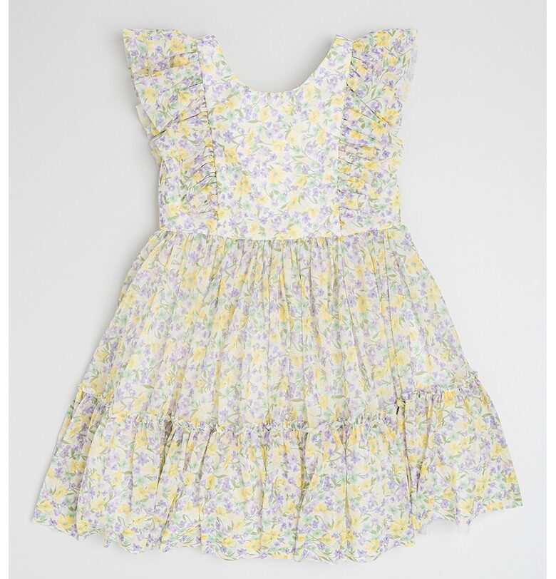 Флорална рокля без ръкави - Бял/Жълт/Светлозелен Abel  Lula