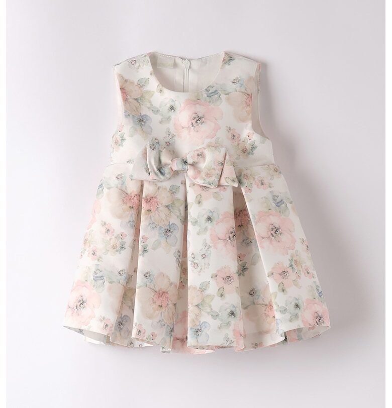 Флорална рокля без ръкави - Пастелнорозов/Бледозелен/Мръснобял IDO