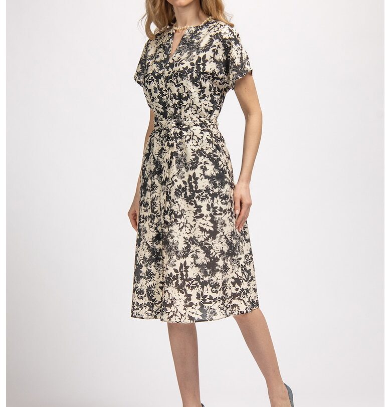 Флорална рокля с джобове - Светло бежово Couture de Marie