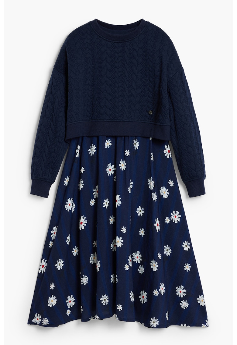 Флорална рокля с дизайн 2 в 1 - Индигово синьо DESIGUAL