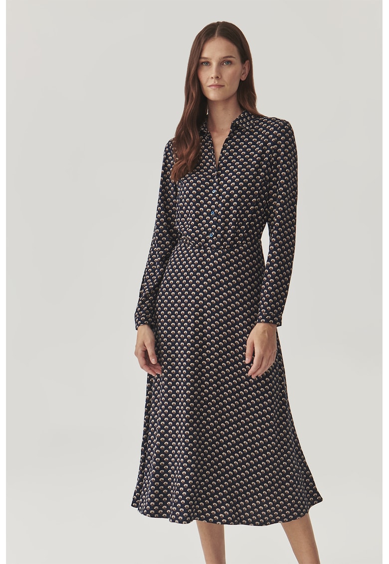 Флорална рокля с копчета - Слонова кост/Светлокафяв/Тъмносин Tatuum