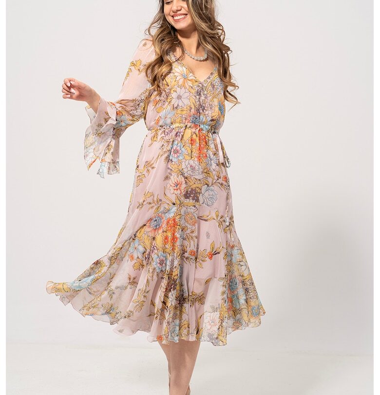 Флорална рокля с набирания - Многоцветен Hermosa