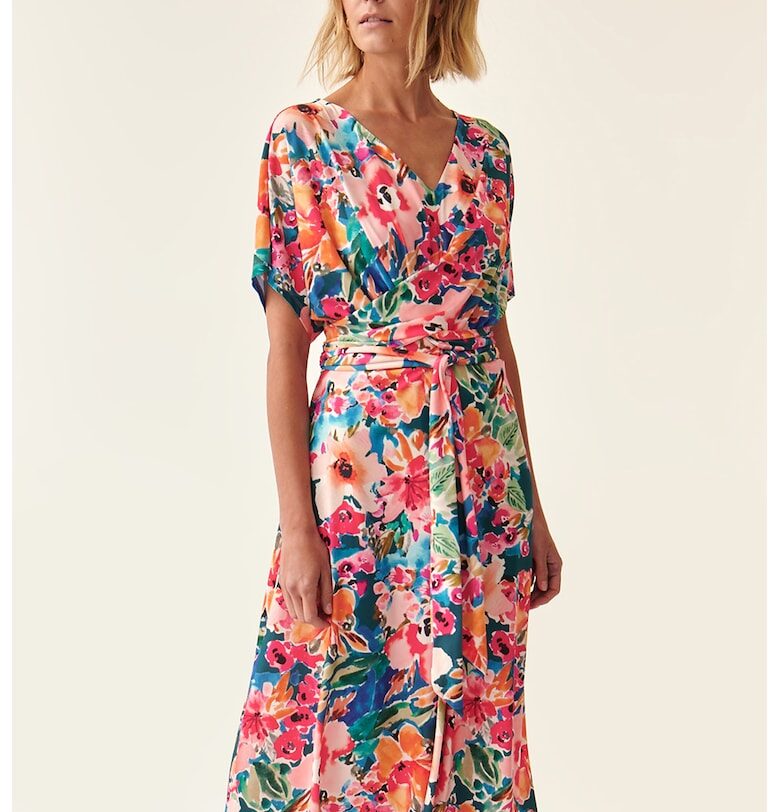 Флорална рокля с ръкави тип кимоно - Многоцветен Tatuum