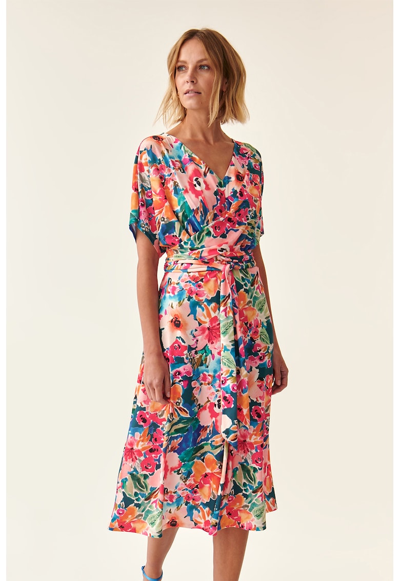 Флорална рокля с ръкави тип кимоно - Многоцветен Tatuum