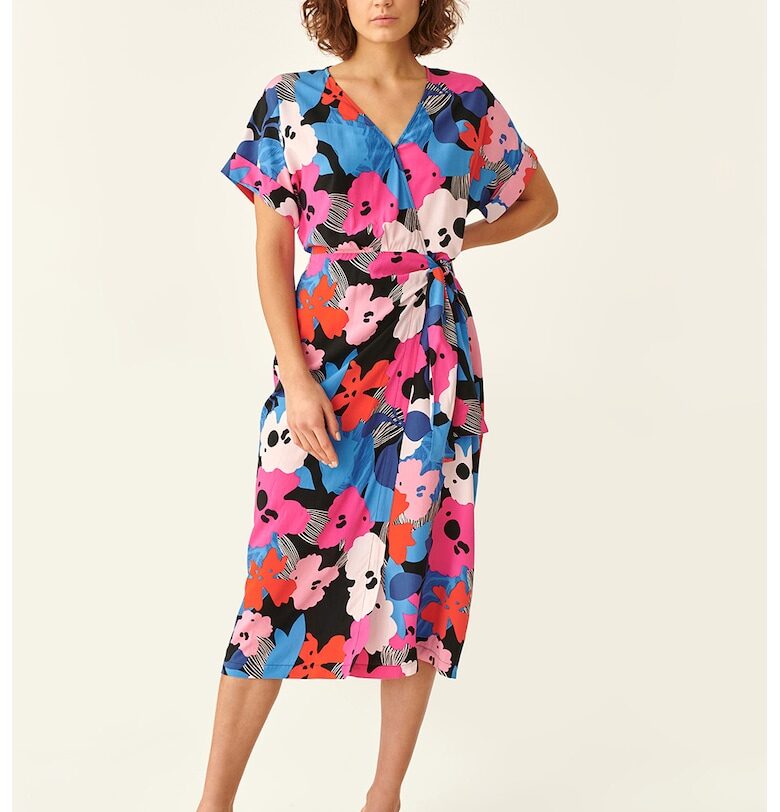 Флорална рокля със средна дължина - Червен/Розово/Син Tatuum