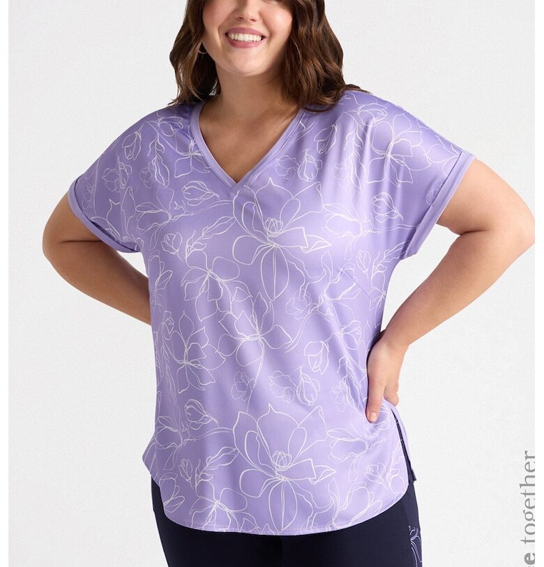 Флорална тениска с шпиц - Лилав Fiorella Rubino