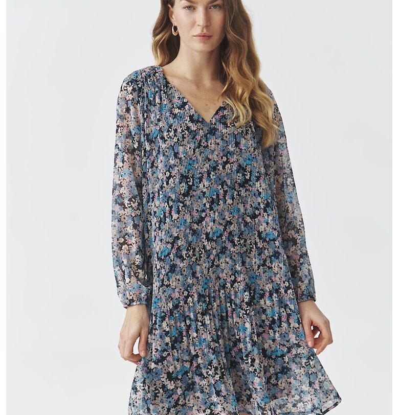 Флорална шпиц рокля - Розово/Тъмносин Tatuum