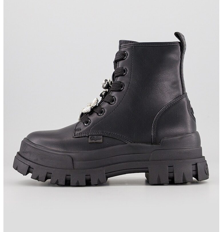 Флорални боти с ток Aspha - Черен Buffalo