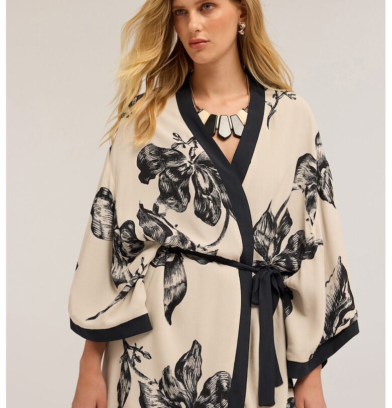 Флорално кимоно - Черен/Крем Motivi