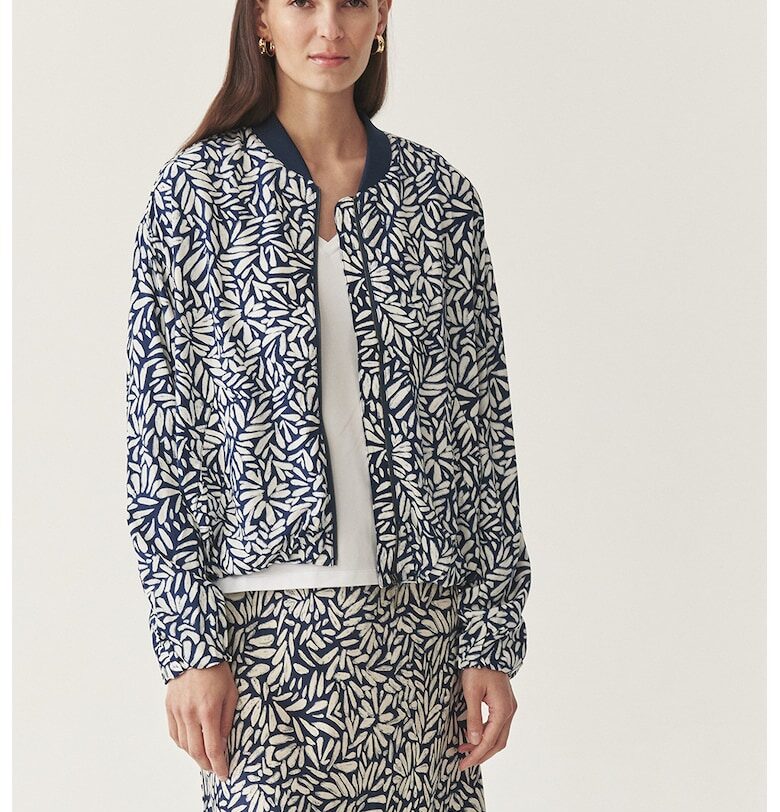 Флорално яке бомбър - Бял/Тъмносин Tatuum