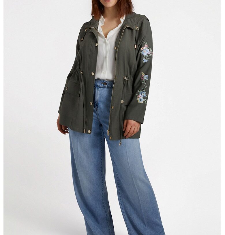 Флорално яке с връзка - Каки/Ледено синьо Fiorella Rubino