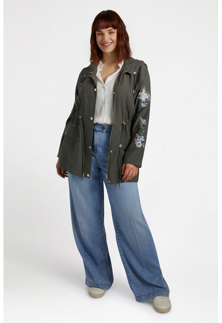 Флорално яке с връзка - Каки/Ледено синьо Fiorella Rubino