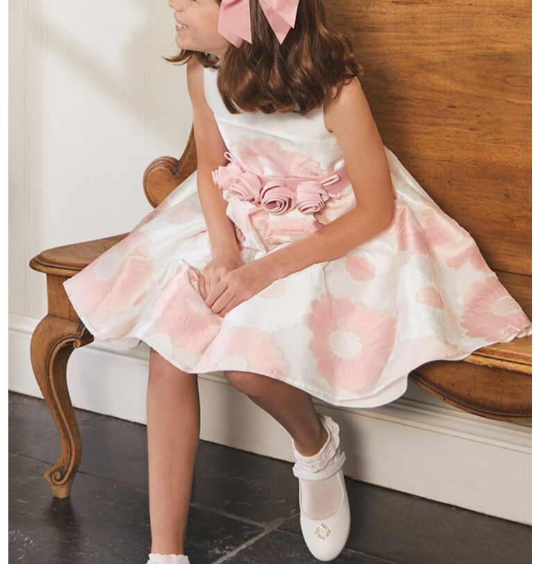 Флорана рокля с връзки - Бял/Бледо розово Abel  Lula