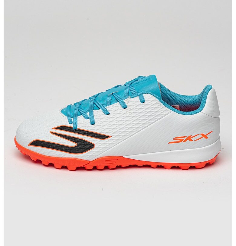 Футболни обувки SKX 2 JR от еко кожа с релеф - Бял/Светлосин Skechers