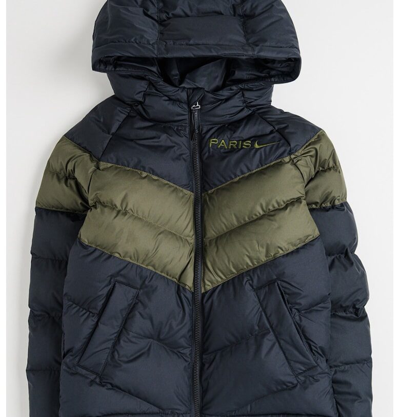 Футволно зимно яке Paris Saint-Germain с качулка - Черен/Тъмно каки Nike