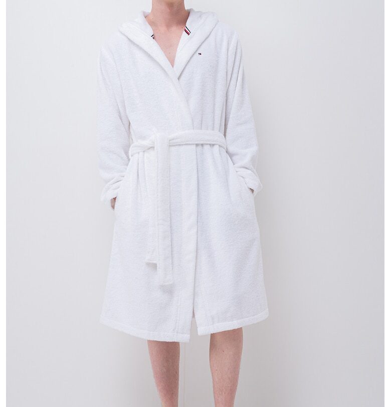 Халат за баня с джобове и колан - Бял Tommy Hilfiger