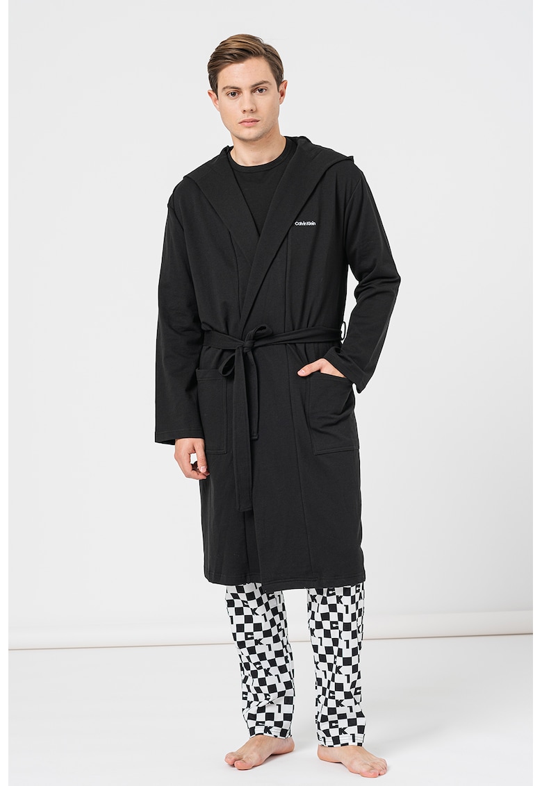 Халат за баня с колан - Черен CALVIN KLEIN