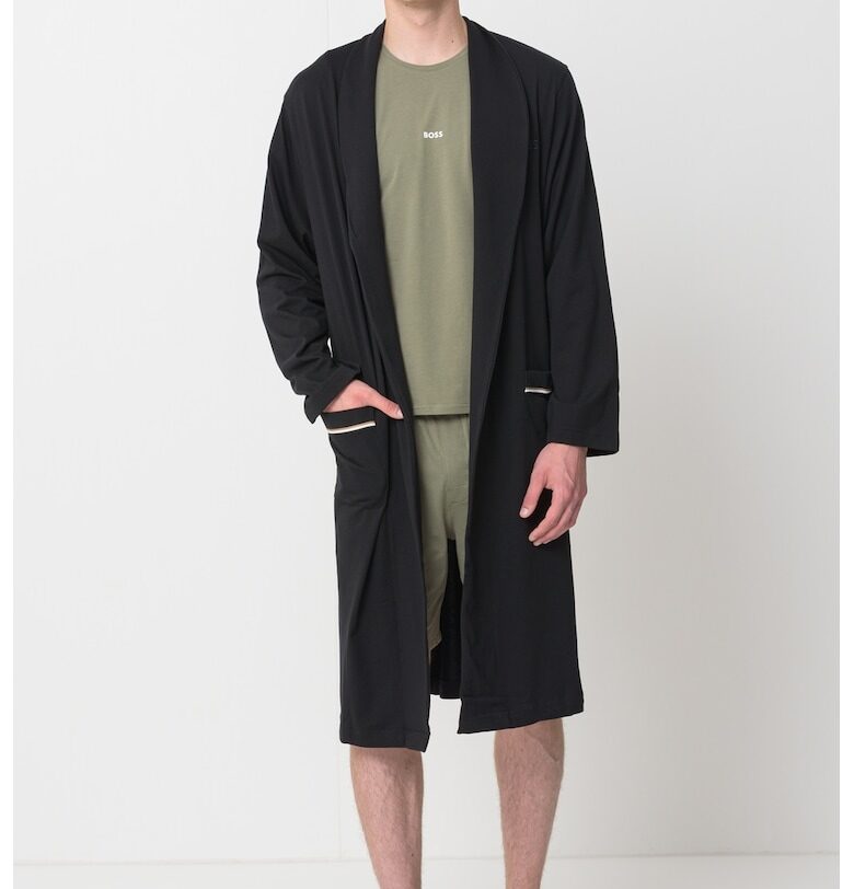 Халат за баня с пришити джобове - Черен BOSS