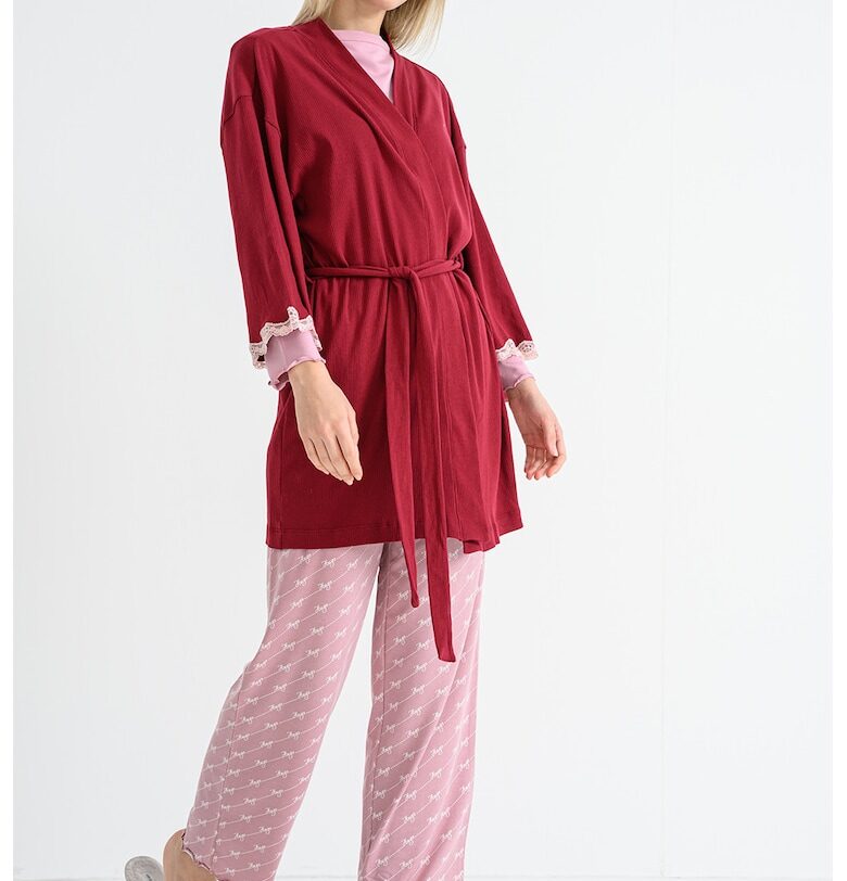 Халат за бяня с колан - Бордо Tommy Hilfiger