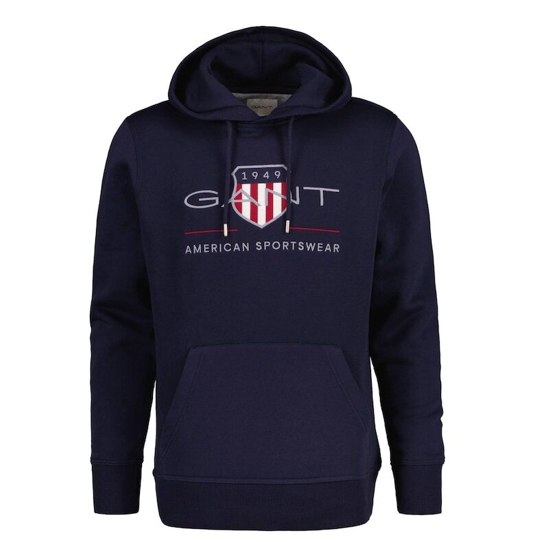 Худи Archive Shield с джоб кенгуру - Тъмносин Gant