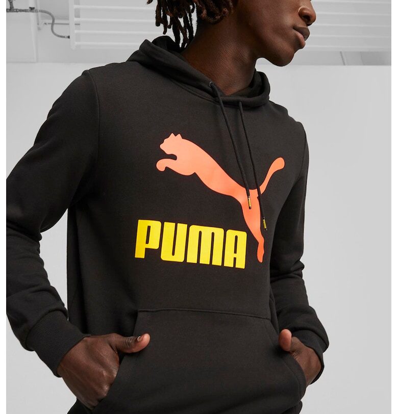 Худи Classics с лого и джоб кенгуру - Черен/Жълт/Оранжев Puma