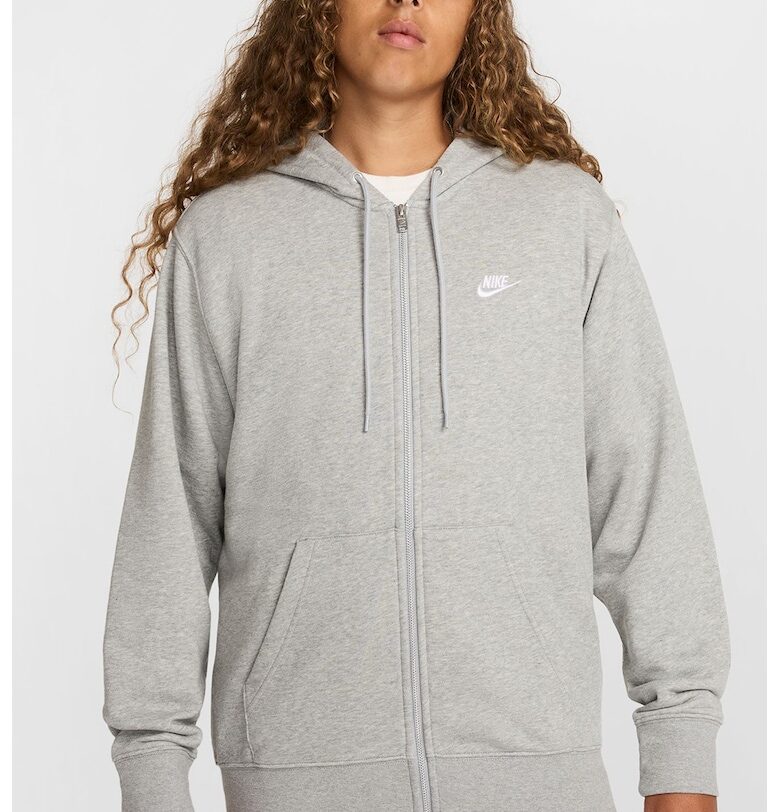 Худи Club с памук и цип - Светлосив меланж Nike