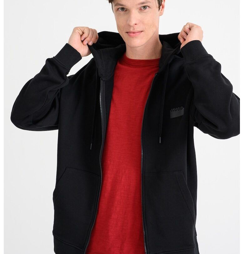 Худи Delastomer с цип - Черен HUGO