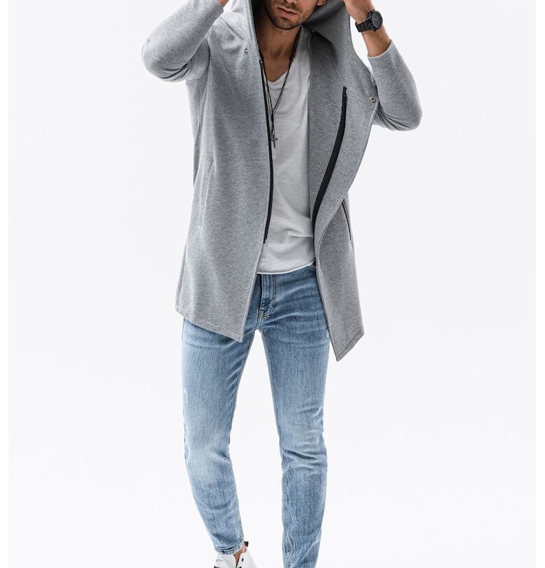 Худи Haga с цип - Сив OMBRE