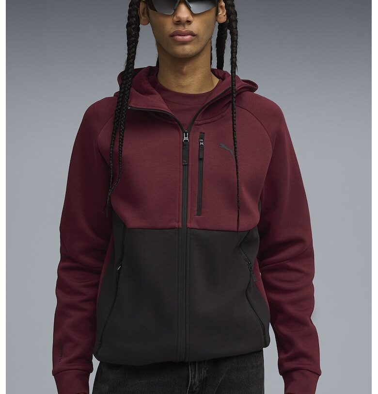 Худи PumaTech с цип и три джоб - Бордо/Черен Puma