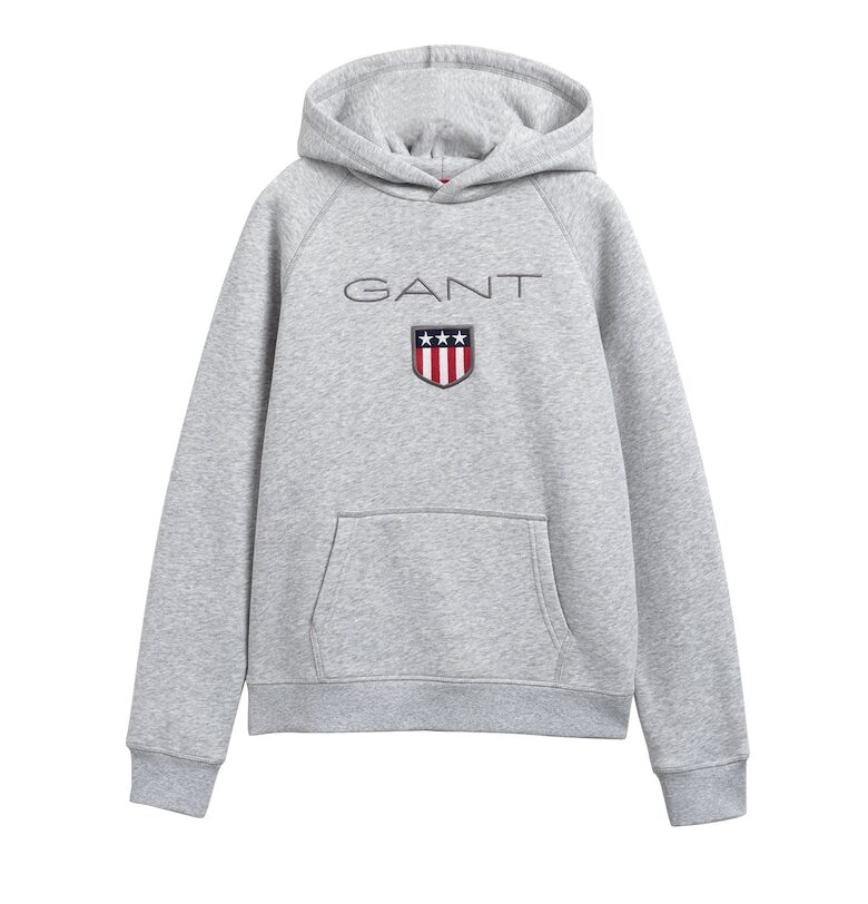 Худи Shield с бродирано лого - Сив Gant