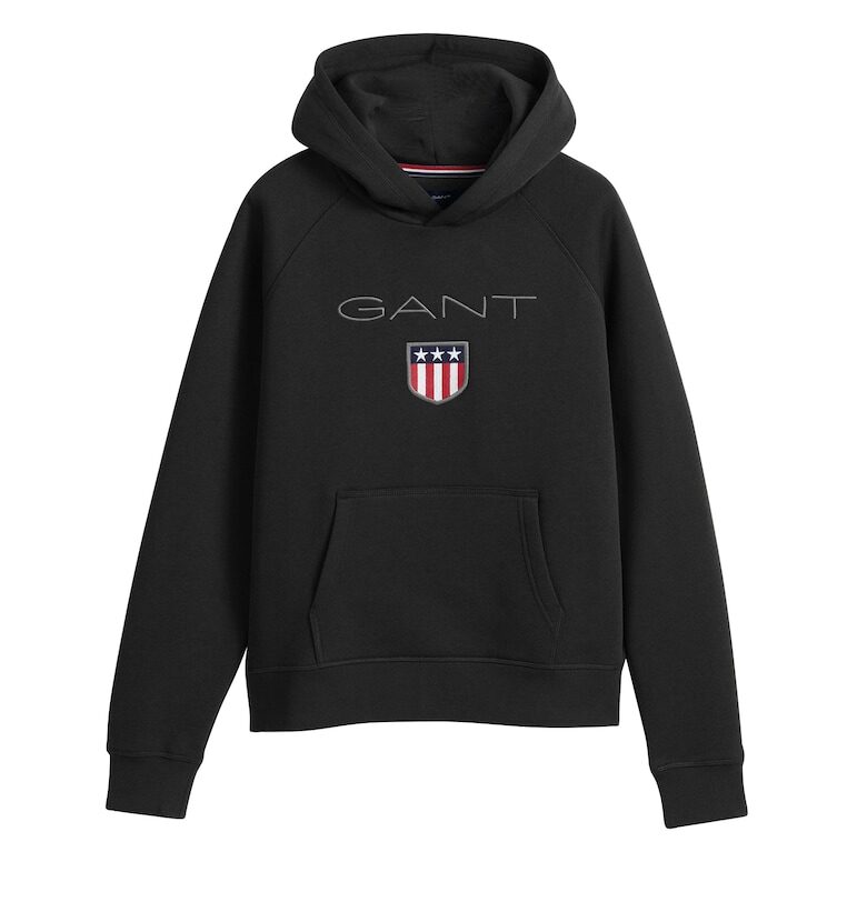 Худи Shield с бродирано лого - Черен Gant