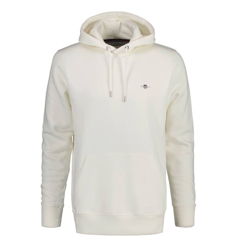 Худи Shield с джоб кенгуру - Бял Gant