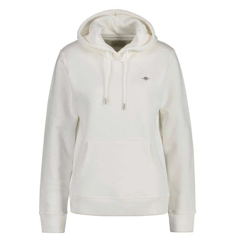 Худи Shield с джоб кенгуру - Мръснобял Gant